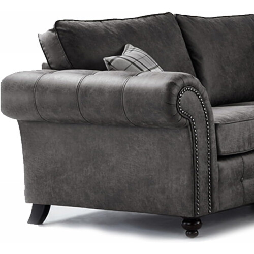 Furniture 786 Oakland Suede Leather 2c1 Corner Sofa Black 1