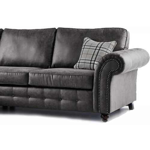 Furniture 786 Oakland Suede Leather 2c1 Corner Sofa Black 2