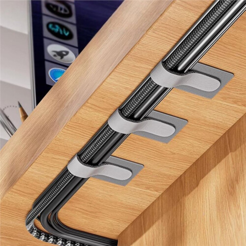 100 Pack Self-Adhesive Hook and Loop Cable Straps Reusable Wire Organizer 1