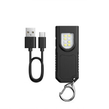 Flashlight Keychain USB Work Light Keyring Electric Torch for Camping Walking Emergency Outdoor Portable Inspection
