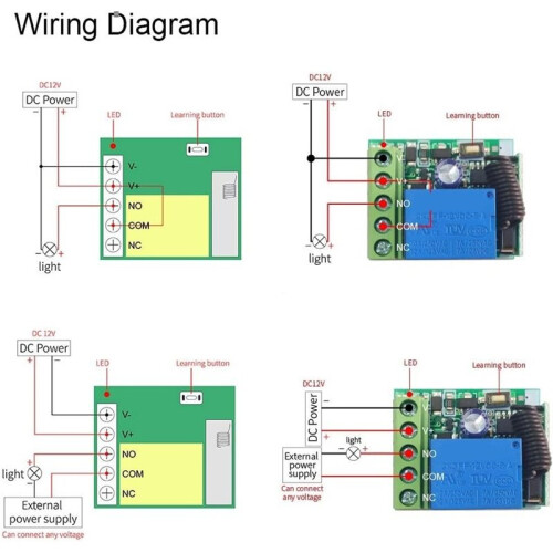 433Mhz Universal Wireless Remote Control   12V 1CH Relay Receiver Module RF Transmitter for Access Control, 1Kit 1