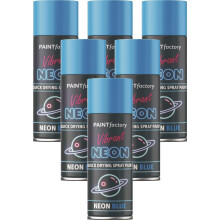 6 x Neon Fluorescent BLUE Bright Spray Paint Aerosol Matt Metal Wood