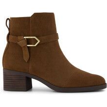 (, ) TOMS Delilah Buckle Leather Women's Hot Cocoa Heeled Ankle Boots