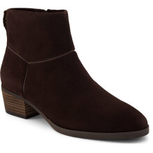 (, ) TOMS Elia Leather Women's Chocolate Brown Heeled Ankle Boots