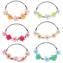 6 Pcs Flower Crown Headband, Bohemian Floral Hair Wreath for Women Girls, Wedding Headpiece for Bride Bridesmaid Flower Girl, Mixed Colors