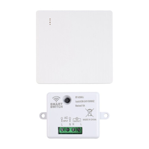 RF Wireless  Light  Without Neutral 433Mhz Wireless Remote Control  Kit AC110-250V for Light Lamp White