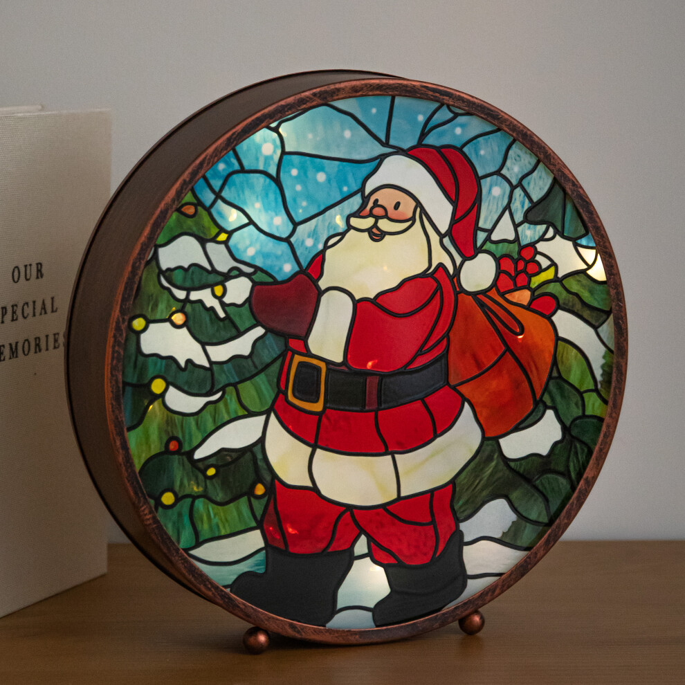 B&Q - 25Cm Usb Powered Light Up Santa Stained Glass Christmas Decoration - Image 5
