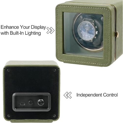 Single Automatic Watch Winder PU Leather Display 2