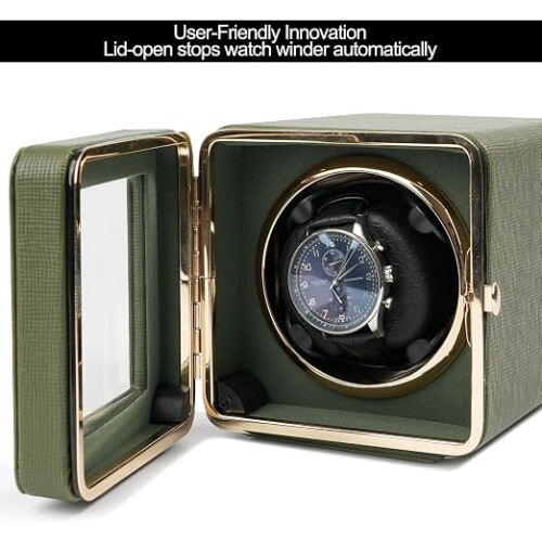 Single Automatic Watch Winder PU Leather Display 1