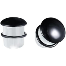 (Schwarz, 7mm) BodyAce Glass Ear Gauges Set Single Flare Plugs O-Rings 8G-9/16 Green 14mm 2Pcs