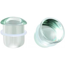 (Transparent, 10mm) BodyAce Glass Ear Gauges Set Single Flare Plugs O-Rings 8G-9/16 Green 14mm 2Pcs