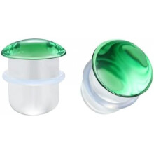 (Grün, 14mm) BodyAce Glass Ear Gauges Set Single Flare Plugs O-Rings 8G-9/16 Green 14mm 2Pcs