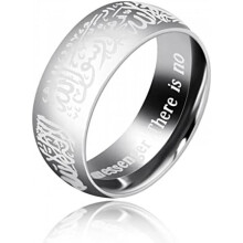 Uloveido 8mm Stainless Steel Shahada Ring for Men Boys Muslim Islamic Arabic Allah Muhammad Engraved Band, Black Blue Gold