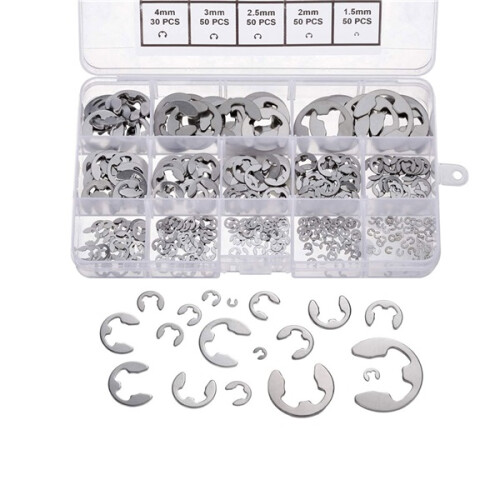 400PCS Assorted M1.5-M15 Stainless E Clips C Circlip Set Retaining Snap Ring Kit 2