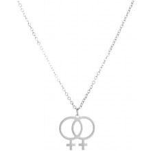(5 A Lesbian Necklace, A) LXGGUC 925 Sterling Silver LGBTQ Pride Necklace - Double Venus & Transgender Symbol Pendant - Unisex Equality Jewelry