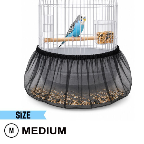 Bird Cage Seed Catcher Medium Black Nylon Mesh Cover Guard