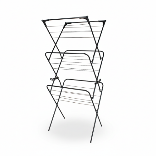 3-Tier Extendable Clothes Airer,7.5m X-Frame Rack, 10kg Load,Black