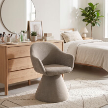 (Sand) Swivel Dining Chair, 360 Padded Upholstered Armchair with Cozy Cocoon Design