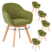 (Moss Green, Set of 6) Swivel Dining Chair, 360 Padded Upholstered Armchair with Wooden Legs