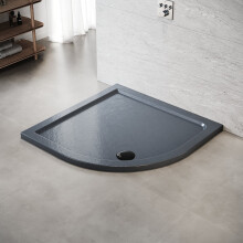 (900x900mm) ELEGANT Grey Anti‑Slip Drain Shower Tray With Waste Outlet