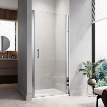 (760x1850mm) ELEGANT 700mm Frameless Pivot Shower Door with 6mm Toughened Safety Glass, Hinge Shower Enclosure Door, Shower Cubicle Screen