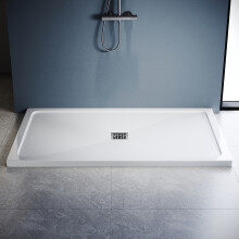 (1200x900mm) ELEGANT White SMC Square Shower Tray with Anti-Slip Surface & White Waste
