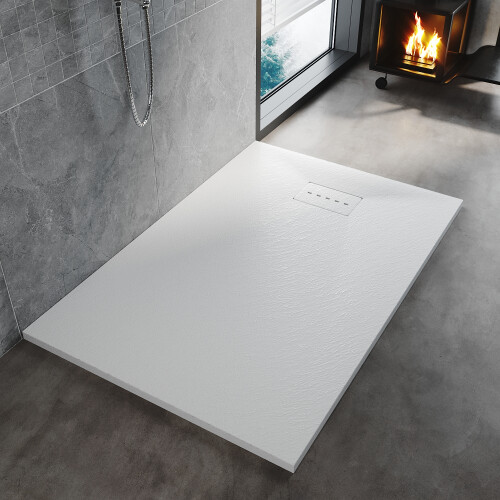 ELEGANT (1000x700mm) ELEGANT White SMC Rectangular Shower Tray with Anti-Slip Surface & ABS Waste
