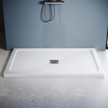 (1200x800mm) ELEGANT White SMC Square Shower Tray with Anti-Slip Surface & White Waste