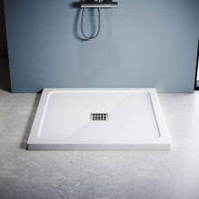(900x900mm) ELEGANT White SMC Square Shower Tray with Anti-Slip Surface & White Waste