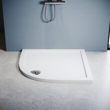 (900x900mm) ELEGANT White SMC Quadrant Shower Tray with Anti-Slip Surface & White Waste