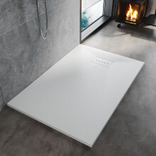 (1200x700mm) ELEGANT White SMC Rectangular Shower Tray with Anti-Slip Surface & ABS Waste