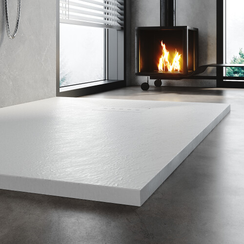 ELEGANT (1400x700mm) ELEGANT White SMC Rectangular Shower Tray with Anti-Slip Surface & ABS Waste 1