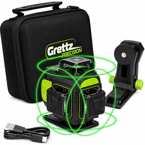 Grettz G4D 4D Multi-Line Green Beam Laser Level