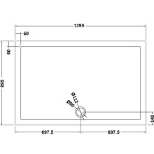 (1400x900mm) ELEGANT White Corner Or Side Shower Tray With Waste Outlet