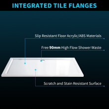 (1600x700mm) ELEGANT White Corner Or Side Shower Tray With Waste Outlet