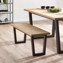 Hilton Dining Bench Black and Oak color