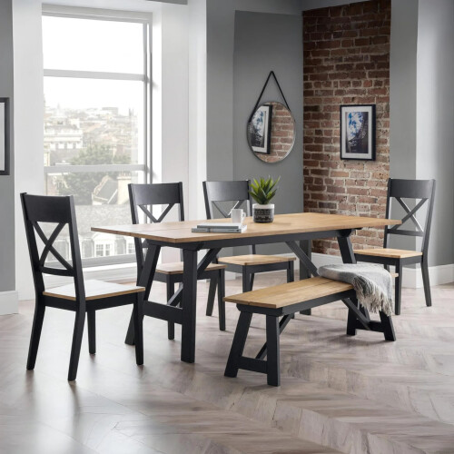 Hockley Bench Black/Oak