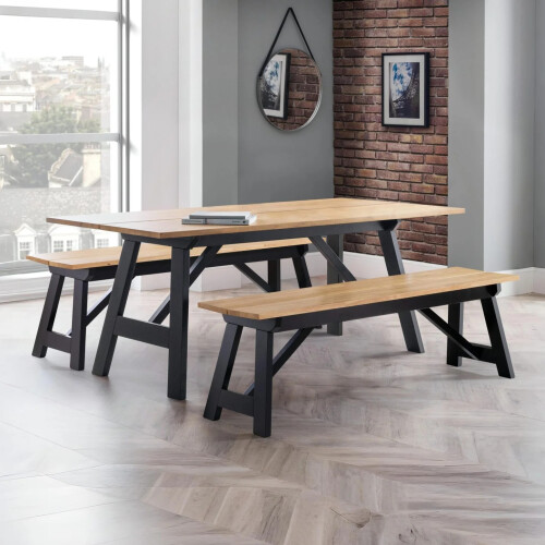 Hockley Bench Black/Oak 1