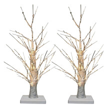 (Pack of 2) Christmas Birch Tree With 70 Warm White LEDs