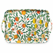 Large Melamine Serving Tray Fruits Design White Lightweight Kitchen and Picnic Tray with Ergonomic Carry Handles 45x32cm Easy Clean Surface