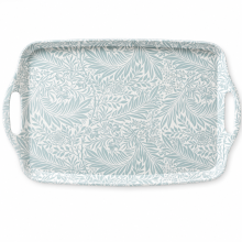 Large Melamine Serving Tray Larkspur Design Green Lightweight Kitchen and Picnic Tray with Ergonomic Carry Handles 45x32cm Easy Clean Surface
