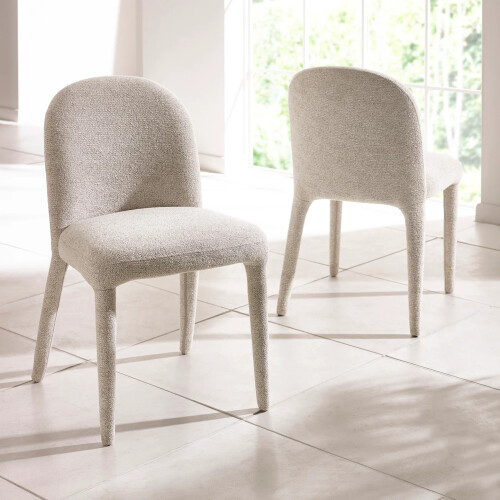 Set of 2 Holly Beige Chenille  Dining Chairs
