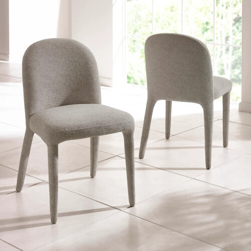 Set of 2 Holly Grey Chenille Dining Chairs 1