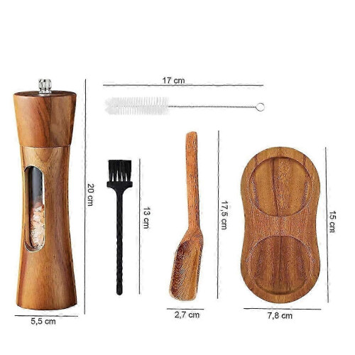Wooden Manual Salt and Pepper Mill Set with Adjustable Ceramic Grinder 1