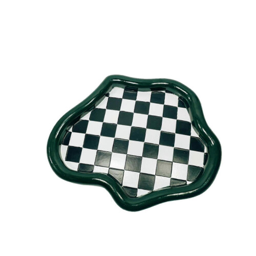 Shiny Irregular Checkerboard Tray Organizer Decorative Storage for Desk