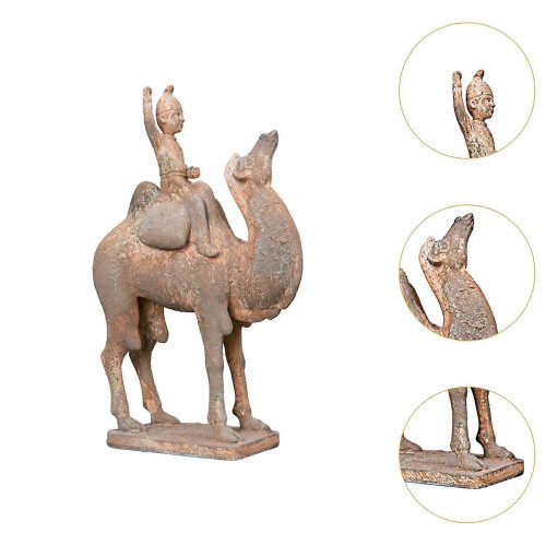 Exquisite rustikale Keramikfigur eines Reiters, simuliertes Fundstück, Bücherregaldekor Typ 3 2