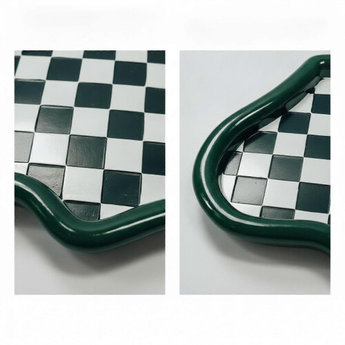 Shiny Irregular Checkerboard Tray Organizer Decorative Storage for Desk 2