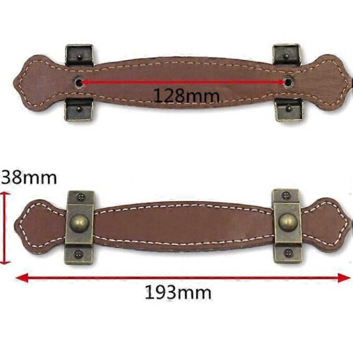 6 Pack Vintage Leather Drawer Pulls 128mm Suitcase Cabinet Handles Brown Screws 2