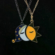 FNAF Sun Moon Friendship Enamel Necklace FNAF Costume Jewelry Gift Men Women Kids Fans