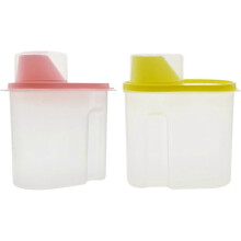 Airtight Watertight Clear Plastic Cereal Keeper with Pour Spout & Measuring Cup 2PCS 1.9L